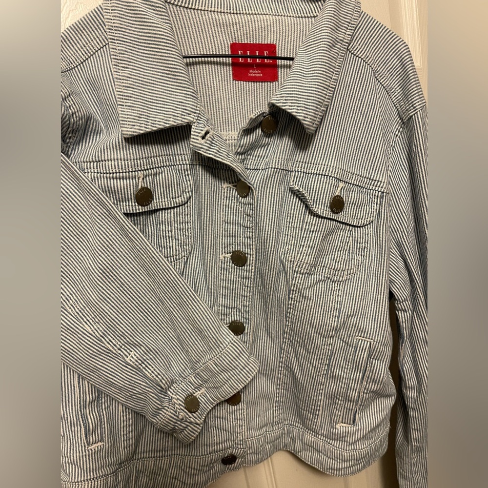 Elle Women's Button Front Denim Jean Jacket Size Large